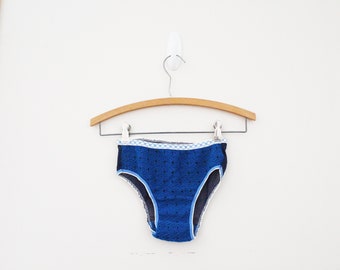 vintage 60's Super Low Sexy Hip Hugger Panties Ladies Athletic Style Deadstock XS- Dark Blue
