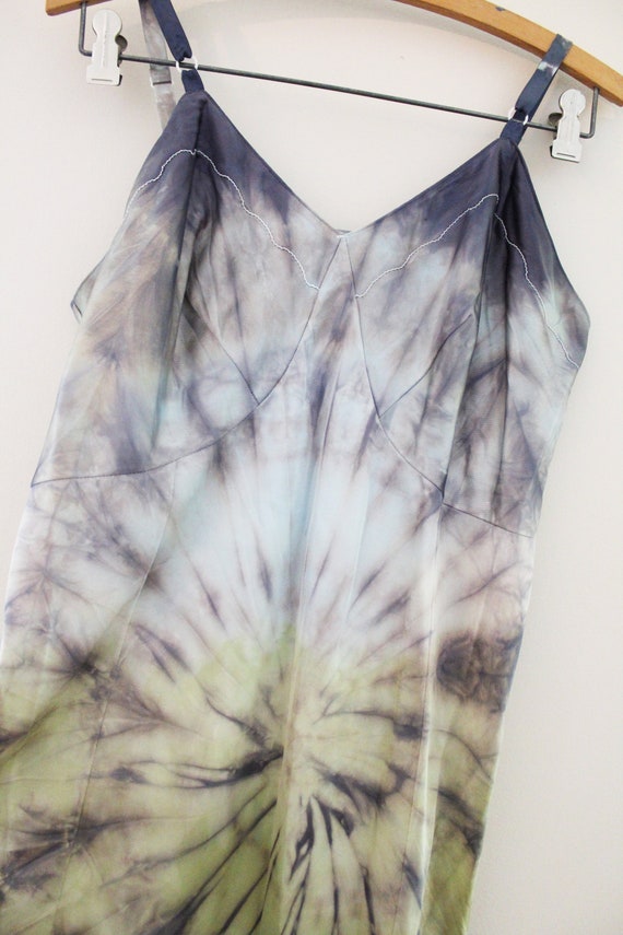 vintage 70s Upcycled Hand Tie Dyed Stormy Ocean B… - image 5