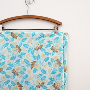 vintage 70s Butterfly Moth Flower Floral Print Slinky Polyester Blouse Fabric