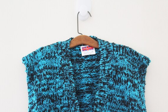 vintage 80s Cherry Stix Teal Blue & Black Heather… - image 3