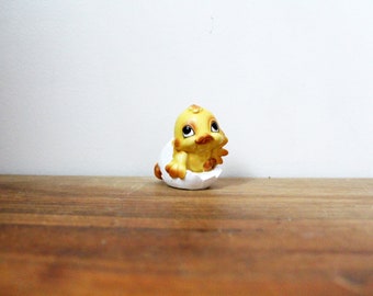 vintage 60s Big Eyed Cute Easter Chick in Egg Figurine // Retro Easter Decor Made in Japan