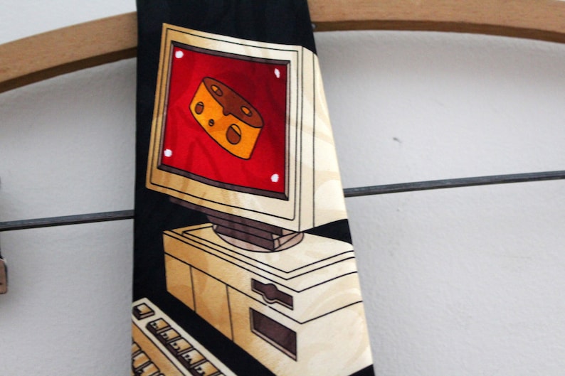 vintage 90s Computer Geek Mouse Retro PC IT Tech Head Novelty Necktie Great Gag Gift