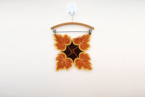 vintage 50s Autumnal Brown Leaf Large Scalloped E… - image 1