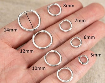 Sterlingzilveren set Huggie-oorbellen, 14 kt gouden scharnierende helix-kraakbeenpiercing voor dagelijks gebruik