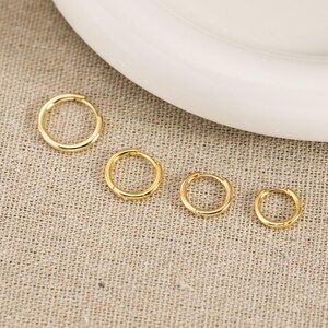 Sterling Silver Hoop Huggie Earrings Set, 14K Gold Hinged Helix Cartilage Piercing Everyday Wear image 11