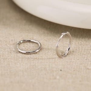 Sterling Silver Hoop Huggie Earrings Set, 14K Gold Hinged Helix Cartilage Piercing Everyday Wear image 10