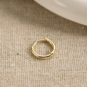 Sterling Silver Hoop Huggie Earrings Set, 14K Gold Hinged Helix Cartilage Piercing Everyday Wear image 13