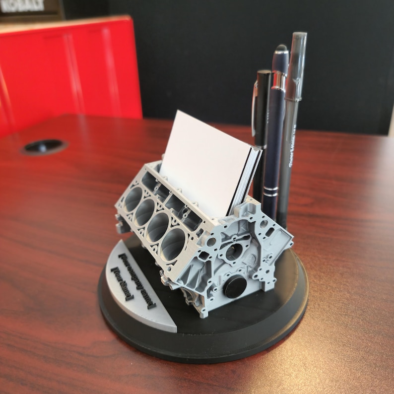 3D Printed REAL Chevrolet V8 Replica Engine Block Card Holder and Pen ...