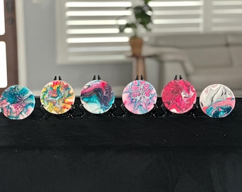 Dessous de verre fluides en acrylique fait main pour oeuvre d'art personnalisée dans un design Sheleeart Bloom, lot de quatre