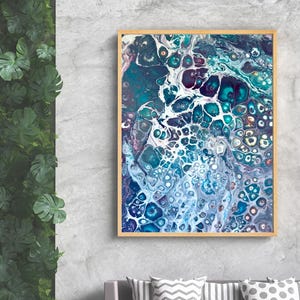 Cells Rising - Original Acrylic Fluid Art on Gallery Wrapped Canvas by SoFlow Art, 12” x 16” x 0.5&quot;