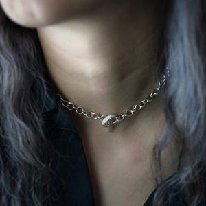 Chunky Silver Necklace -Cable Link – Sterling silver choker - Toggle Pendant – Handmade in Canada - Heavy chain - US Tariffs prepaid
