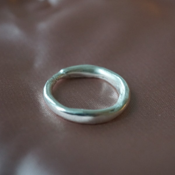 SILVER ORGANIC FINE RING - SM