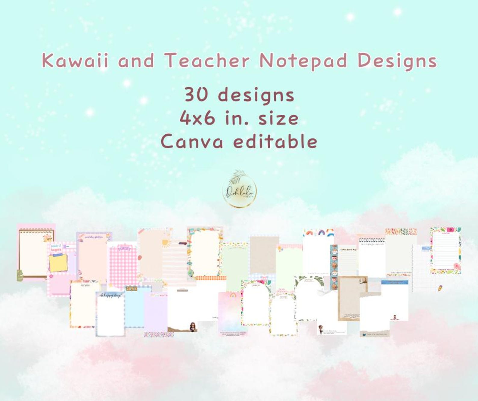 Notepad Templates Design / Teacher Gift / Kawaii Inspired ...