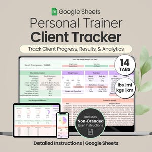 Personal Trainer Client Tracker Google Sheets Template Fitness Coach Client Progress Spreadsheet Gym Personal Training Client Management