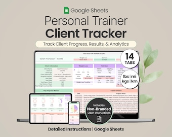 Personal Trainer Client Tracker Google Sheets Template Fitness Coach Client Progress Spreadsheet Gym Personal Training Client Management