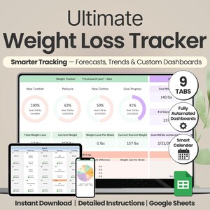 Weight Loss Tracker Google Sheets Weightloss Tracker Weightloss Template Planner Printable Workout Tracker Spreadsheet Calorie Tracker PDF