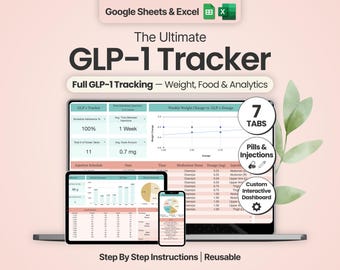 GLP1 Viktminskningsplanerare Google Sheets GLP1 Tracker Excel GLP-1 injektionslogg Semaglutid Tirzepatid doseringsspårare Pillinjektionslogg