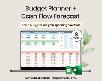 Mall för personligt kassaflöde Kassaflödesprognosmall Kassaflödes-Excel-kalkylblad Kassaflödesbudget Google Sheets Finansiell prognos