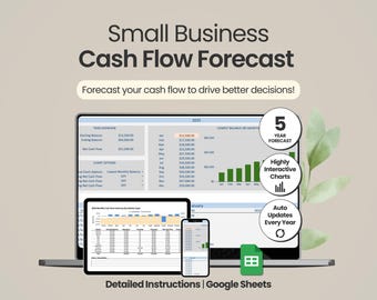 Kassaflödesprognos Google Sheets Kassaflödesmall för småföretag Dagligt kassaflöde Månatligt kassaflöde Årligt finansiellt prognoskalkylblad