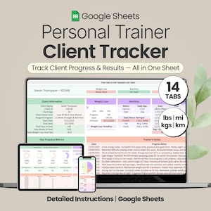 Client Tracker Google Sheets Personal Trainer Template Fitness Coach Client Progress Spreadsheet Gym Personal Training Client Management