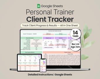 Client Tracker Google Sheets Personal Trainer Template Fitness Coach Client Progress Spreadsheet Gym Personal Training Client Management