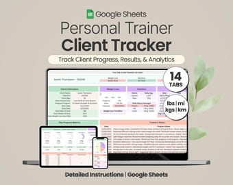 Client Tracker Google Sheets Personal Trainer Template Fitness Coach Client Progress Spreadsheet Gym Personal Training Client Management