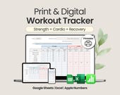 Gym Log Printable Workout Tracker Google Sheets Exercise Planner Spreadsheet Excel Digital Download Training Log Apple Numbers