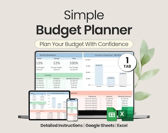 Enkel budgetplanerare Google Sheets Budgetspårare Veckovis budgetplanerare Excel-kalkylblad Nollbaserad budgetmall Budgetplanerare för par