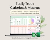 Calorie Tracker Google Sheets Calorie Counter Spreadsheet Body Measurement Macro Tracker Daily Weight Loss Nutrition Tracker Diet Planner