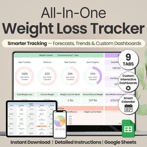 Weight Loss Tracker Google Sheets Calorie Tracker Digital Weightloss Tracker Spreadsheet Workout Tracker Printable Workout Log