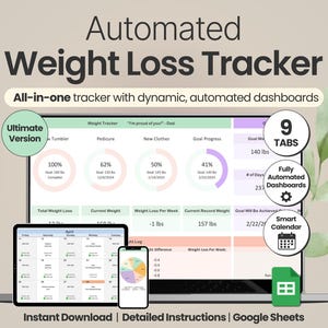 Weight Loss Tracker Google Sheets Weightloss Tracker Weightloss Template Planner Printable Workout Tracker Spreadsheet Calorie Tracker PDF