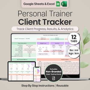 Personal Trainer Client Tracker Google Sheets Template Fitness Coach Client Progress Spreadsheet Gym Personal Training Client Management