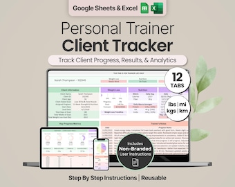 Personal Trainer Client Tracker Google Sheets Template Fitness Coach Client Progress Spreadsheet Gym Personal Training Client Management