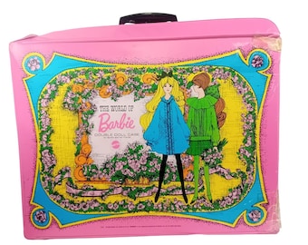 Estuche doble para muñecas Mattel World Of Barbie de 1968, color rosa retro, difícil de encontrar #1007 LEER