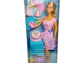 RARA Barbie Vintage Y2K Feliz Aniversário - Boneca Fashion Internacional - Nova na Caixa (NRFB) - Ano 2000