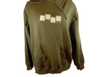 Sudadera con capucha VTG Y2K Foursquare color oliva, estilo snowboard, skater, streetwear, época dorada, talla M. LEER
