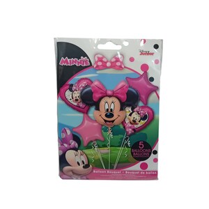 NIEUW Deadstock Disney Minnie Mouse ballonboeketset 5-delig folie feestdecor LEZEN afbeelding 1