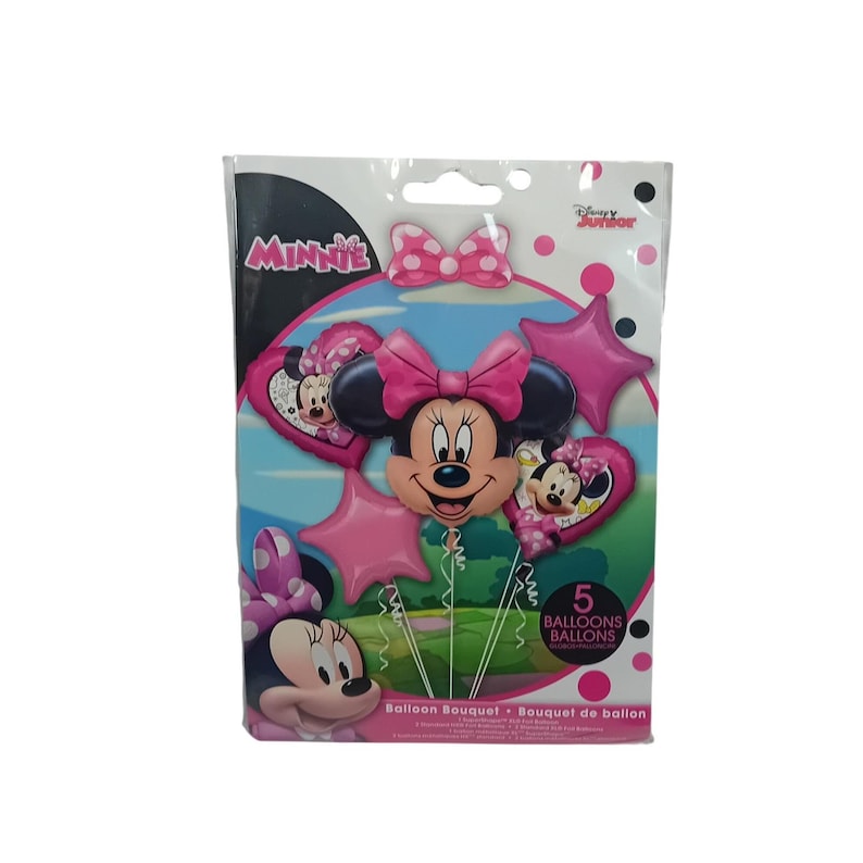 NIEUW Deadstock Disney Minnie Mouse ballonboeketset 5-delig folie feestdecor LEZEN afbeelding 1