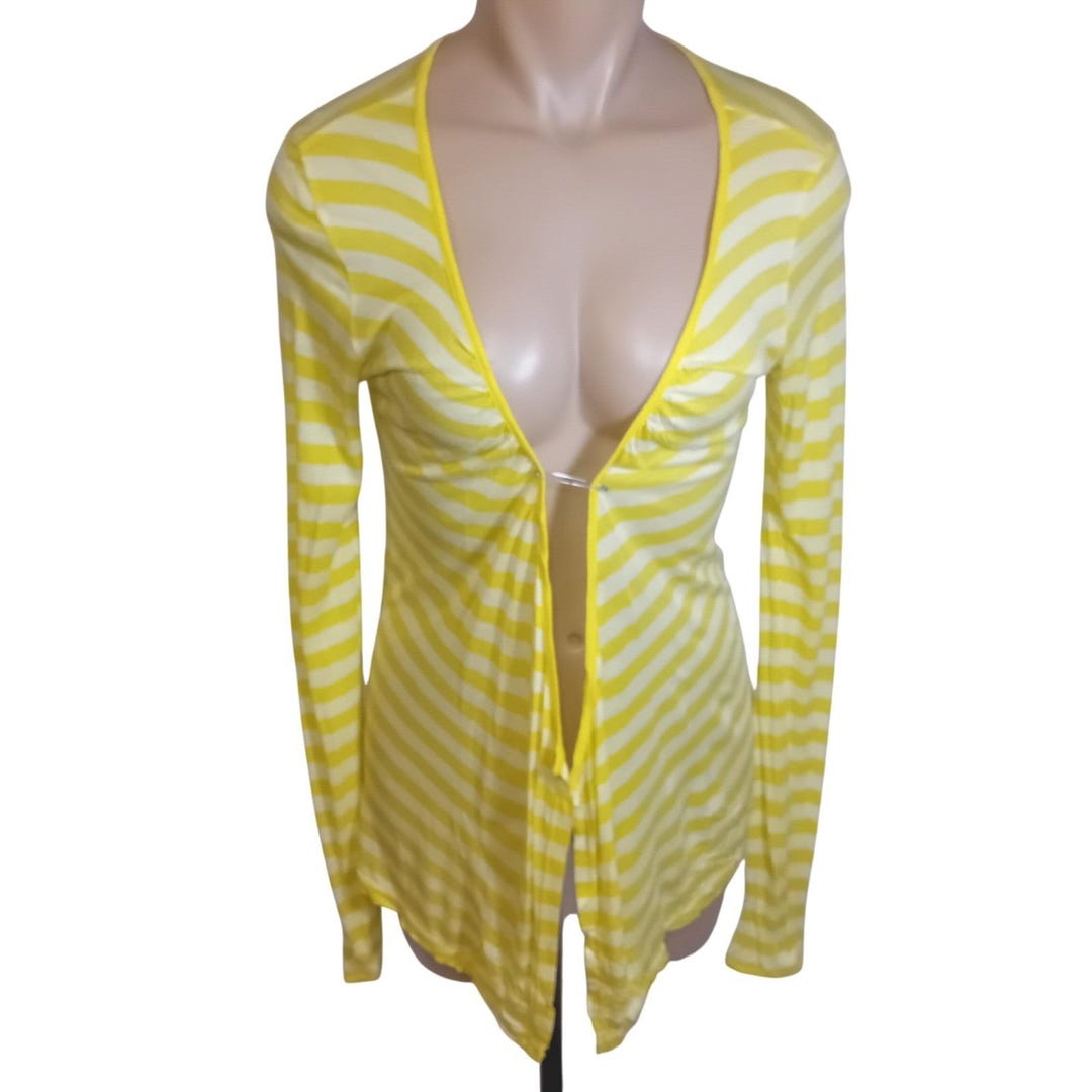 VTG Y2K Miss Sixty Juniors Women Striped Long Sleeve Open Cardigan