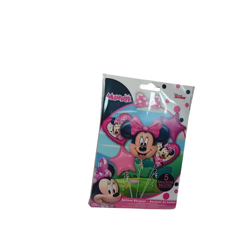 NIEUW Deadstock Disney Minnie Mouse ballonboeketset 5-delig folie feestdecor LEZEN afbeelding 2