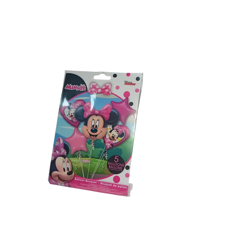 NIEUW Deadstock Disney Minnie Mouse ballonboeketset 5-delig folie feestdecor LEZEN afbeelding 3
