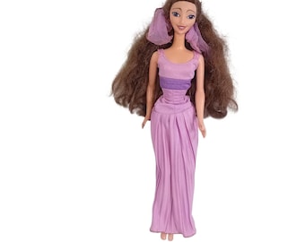 Boneca Megara Fashion Secrets da Mattel Disney Hercules, rara e vintage de 1996, difícil de encontrar.