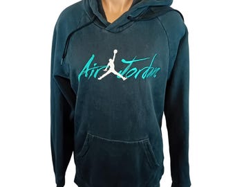 Y2K Air Jordan Script Hoodie Archive Washed Faded HOF #23#45 Streetwear Sportlich S