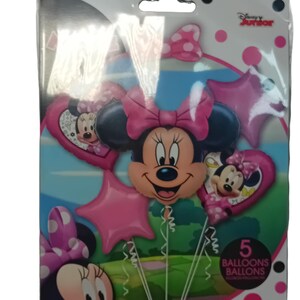NIEUW Deadstock Disney Minnie Mouse ballonboeketset 5-delig folie feestdecor LEZEN afbeelding 5