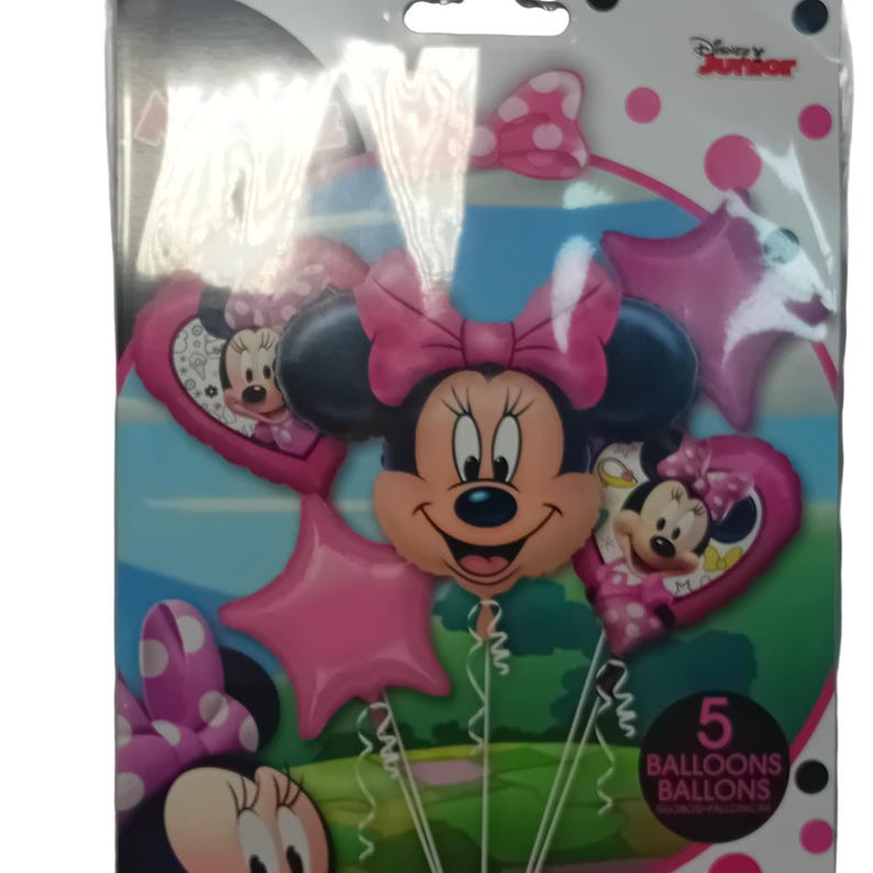 NIEUW Deadstock Disney Minnie Mouse ballonboeketset 5-delig folie feestdecor LEZEN afbeelding 5