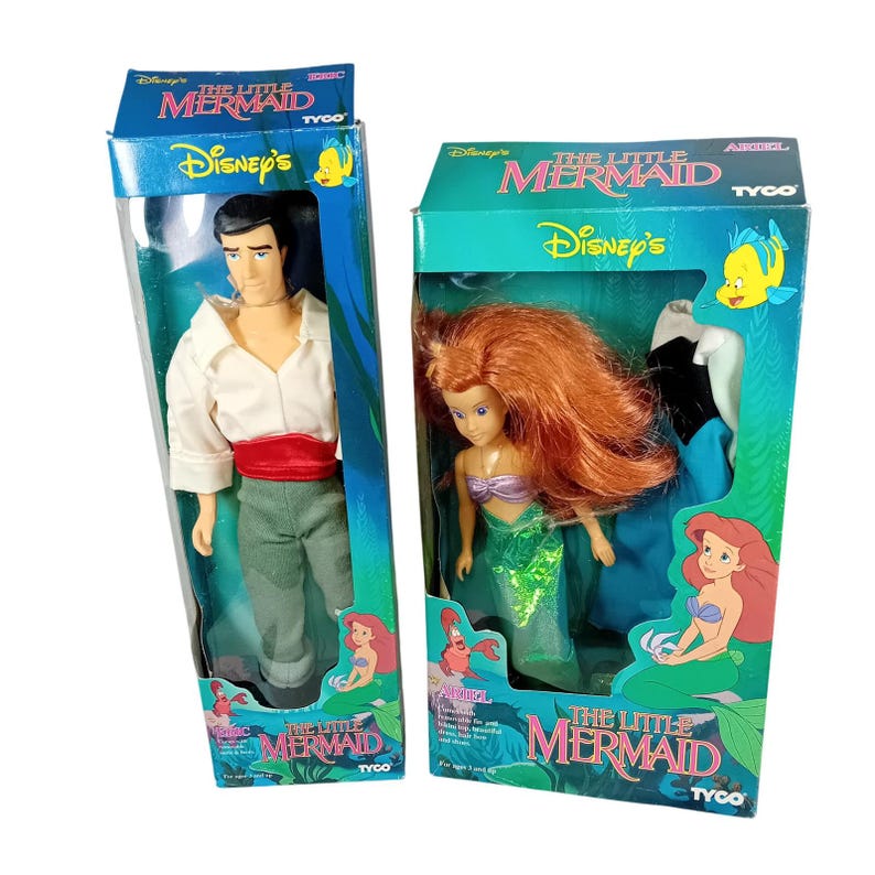 Conjunto com 2 bonecos novos da Tyco Disney Princess, Príncipe Eric e Ariel da Pequena Sereia. LEIA imagem 1
