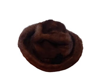 Vintage Kimble Furs Fur Trim Leather Hat Breton Roller  display picture 1