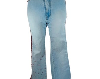 UPCYCLED OOAK Vintage Y2K Womens Wrangler Jeans Bedazzled Girly Mcbling Flare 26