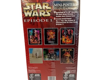 NIEUWE vintage jaren 90 Star Wars Episode I The Phantom Menace miniposters 6 Pack 8 x 10 Anakin Darth Maul Jar Jar Binks Decor Home Movie Memorabilia