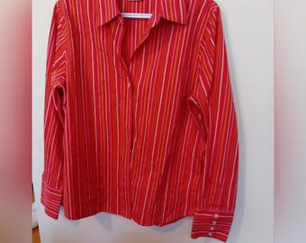 Men's Vintage Y2K 2000s Semi Formal Eddie Bauer Stripes Button up